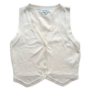 En Saison Knit Sweater Vest Sleeveless Womens Size Medium Cream/Beige